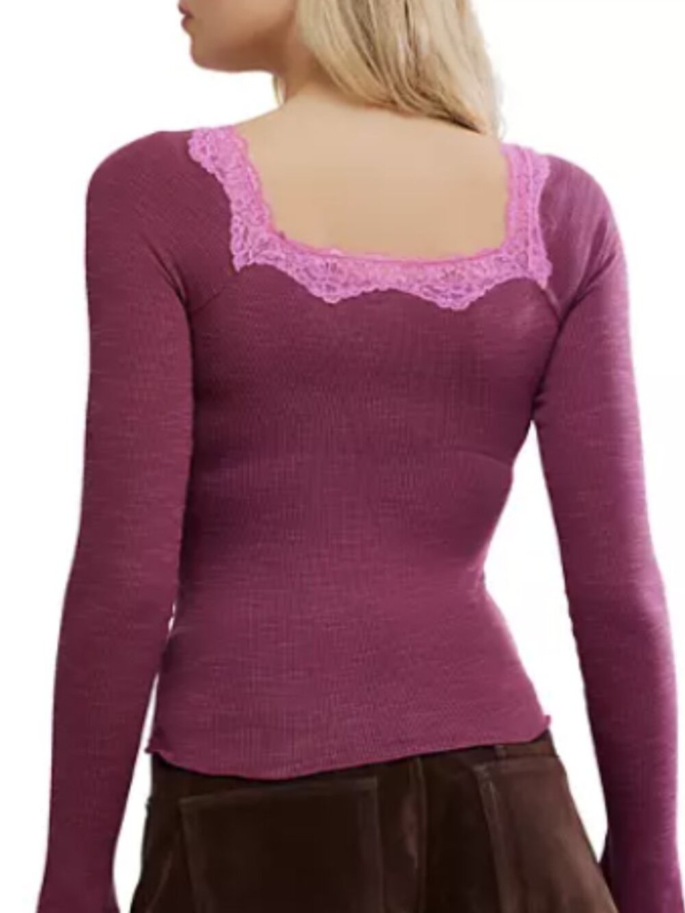*NWT* Free People Oh My Darling Long Sleeve Shirt Color Rhodendron Combo - Picture 4 of 5